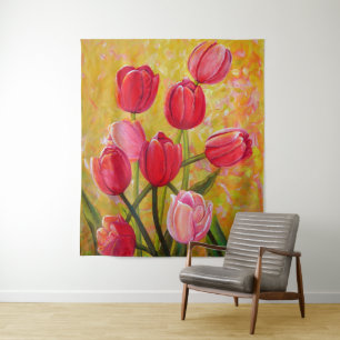  Pink and Red Tulips Painting  Tapestry