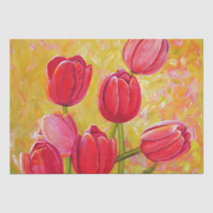 Pink and Red Tulips Painting Tissue Paper