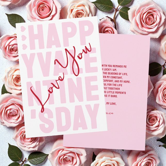 Pink and Red Typography Happy Valentine's Day Holiday Card (Pink and Red Typography Happy Valentine's Day Holiday Card)