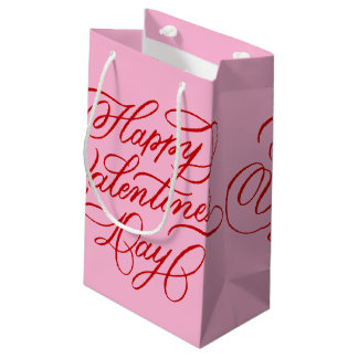 Pink and Red Valentine Calligraphy Small Gift Bag