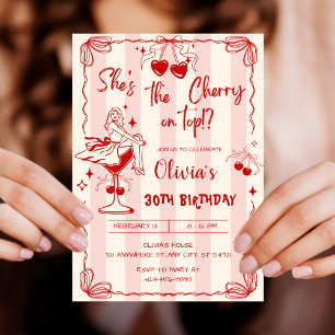 Pink and Red Valentines day 30th Birthday Party Invitation