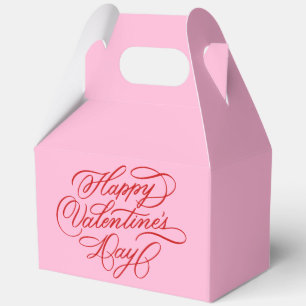 Pink and Red Valentines Day Calligraphy Favor Boxes