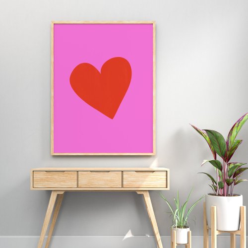 Pink and Red Valentines Day Heart Modern Poster