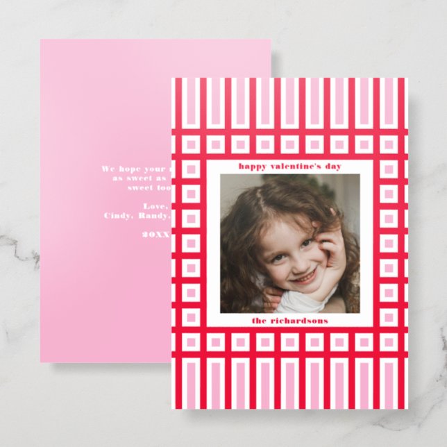 Pink and Red Valentine's Day Letterpress Photo Cards (Front/Back)