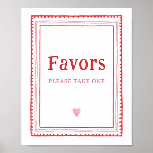 Pink and Red Valentines Favor Sign