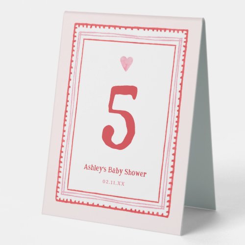 Pink and Red Valentines Heart Party Table Tent Sign
