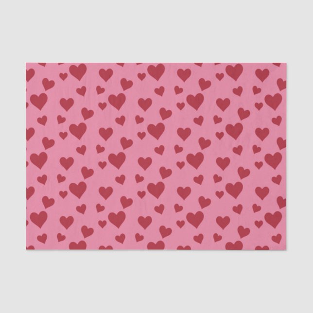 Pink and Red Valentines Love Hearts Decoupage Tissue Paper (Front)
