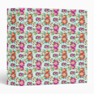 Pink and Red Vintage Floral Pattern 3 Ring Binder