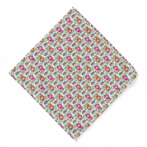 Pink and Red Vintage Floral Pattern Bandana