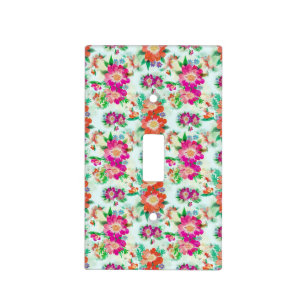 Pink and Red Vintage Floral Pattern Light Switch Cover