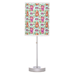 Pink and Red Vintage Floral Pattern Table Lamp