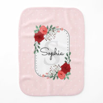 Pink and Red Watercolor Florals Monogrammed Cute Baby Burp Cloth Pink and Red Watercolor Florals Monogrammed Cute Baby Burp Cloth