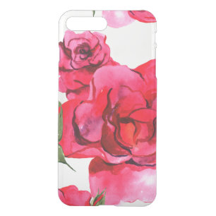 Pink and Red Watercolor Roses on White iPhone 8 Plus/7 Plus Case