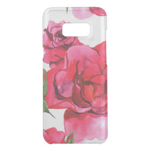 Pink and Red Watercolor Roses on White Uncommon Samsung Galaxy S8+ Case