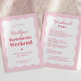 Pink and Red Wavy Bachelorette Weekend Itinerary Invitation