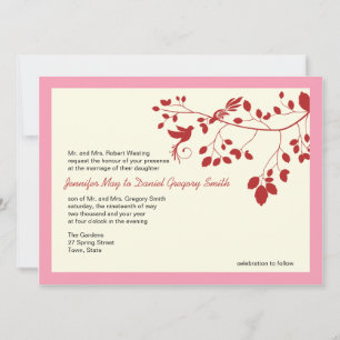 Pink And Red Wedding Invites Love Birds