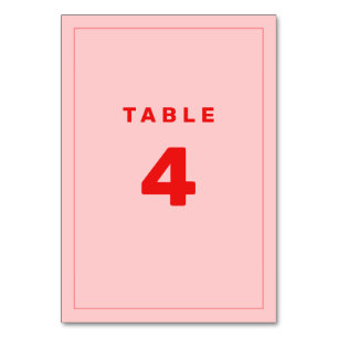 Pink and Red Wes Anderson Inspired Table Number