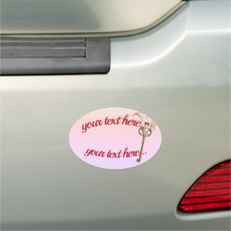 Pink and red with key personalized car magnet