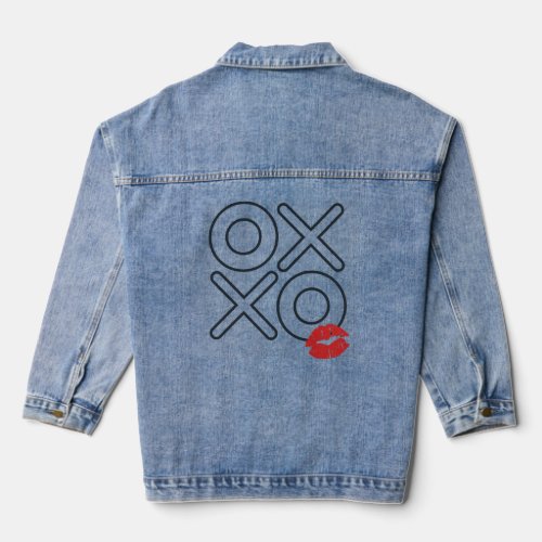 Pink and Red Xoxo Kisses Valentines Day Card  Denim Jacket
