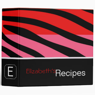 Pink and Red Zebra Print Retro Pattern 3 Ring Binder