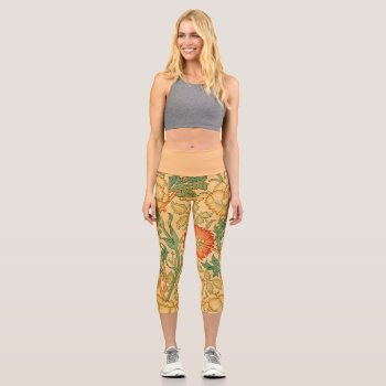 Pink And Rose By William Morris  Capri Leggings by colorfulworld at Zazzle