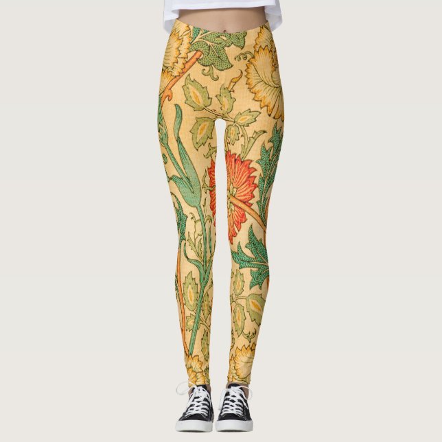 Pink and Rose by William Morris Leggings (Front)