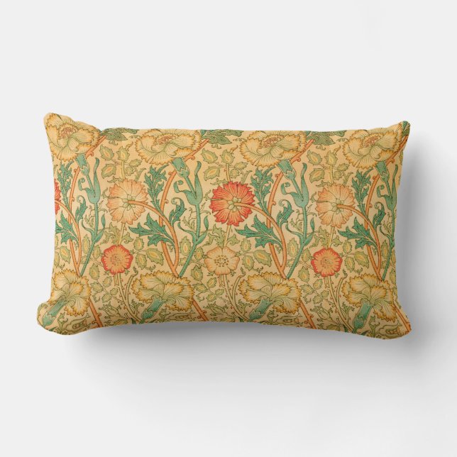 Pink and Rose by William Morris  Lumbar Pillow (Front)