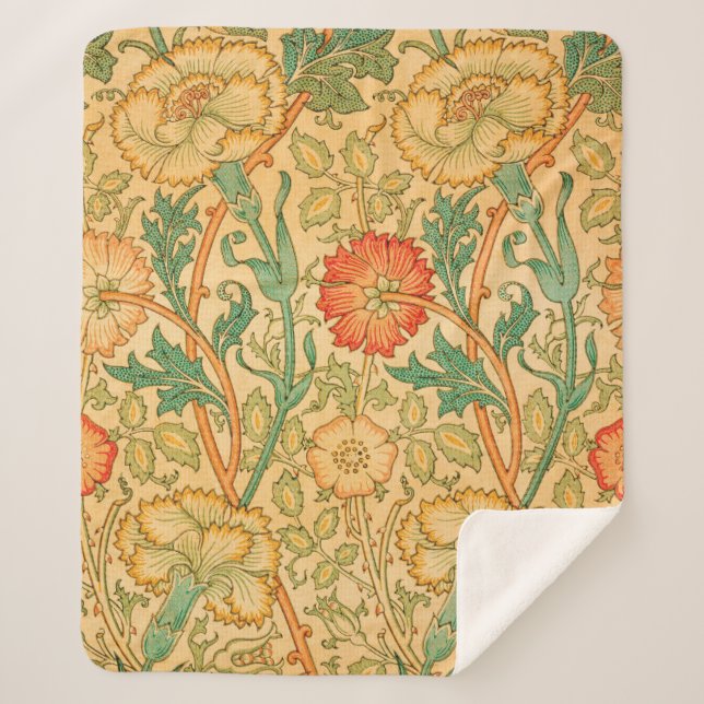 Pink and Rose by William Morris Sherpa Blanket (Front)
