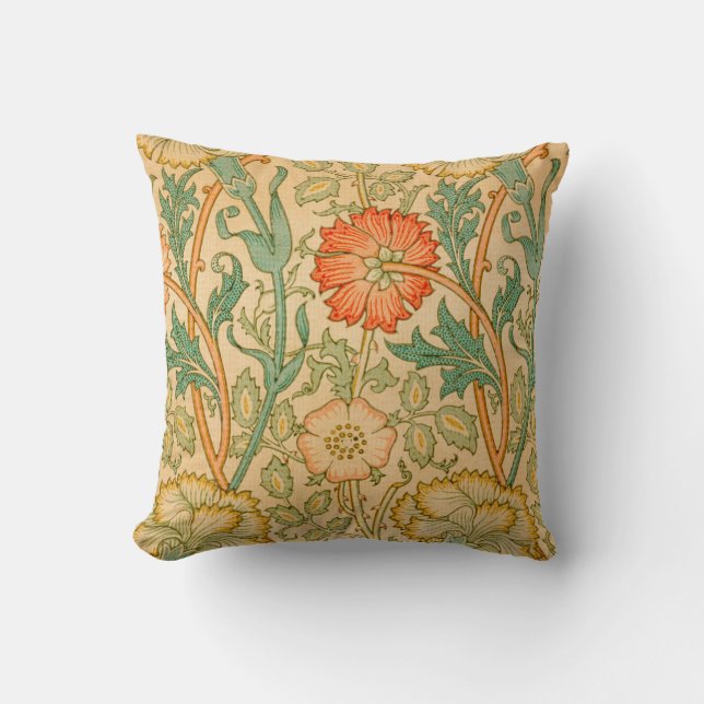 Pink and Rose by William Morris Throw Pillow (Front)