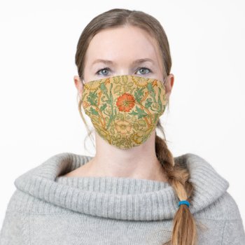 Pink And Rose By William Morris Vintage Art Adult Cloth Face Mask by Zazilicious at Zazzle
