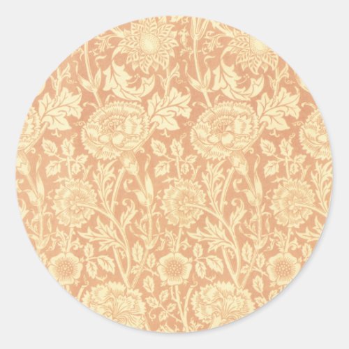 Pink and Rose by William Morris Vintage Flowers Classic Round Sticker