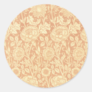 Pink and Rose by William Morris, Vintage Flowers Classic Round Sticker