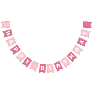 Pink and Rose Girl's Happy Birthday Bunting Flags
