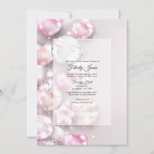Pink and Rose Gold Balloons Bridal Shower Invitation