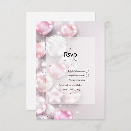 Pink and Rose Gold Balloons RSVP Card