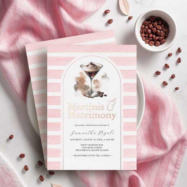 Pink and Rose Gold Espresso Martini Bridal Shower Foil Invitation (pink love is brewing bridal shower invitations brown espresso martini rose gold on sale )