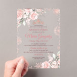 Pink and Rose Gold Floral Winter Girl Quincea&#241;era Acrylic Invitations