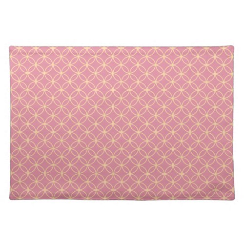 Pink and rose gold interlocking circles pattern cloth placemat