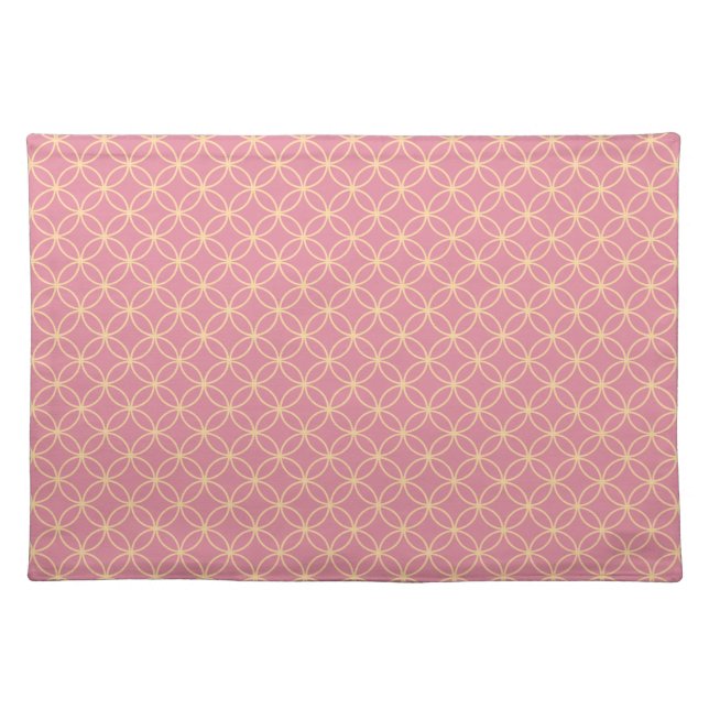 Pink and rose gold interlocking circles pattern cloth placemat (Front)