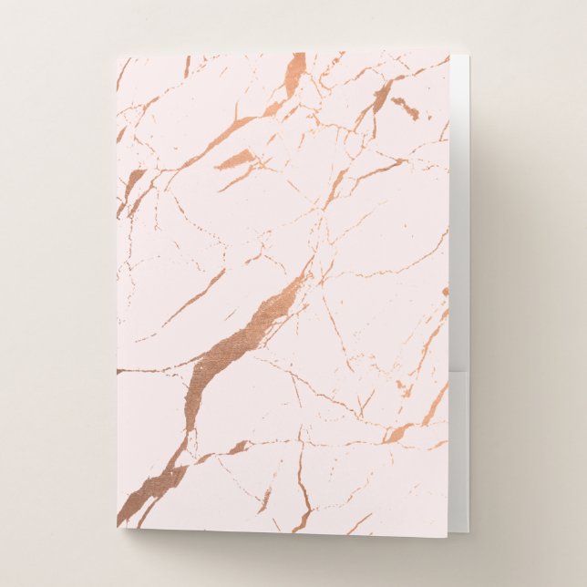Pink and Rose Gold Marble Designer Pocket Folder (Front)