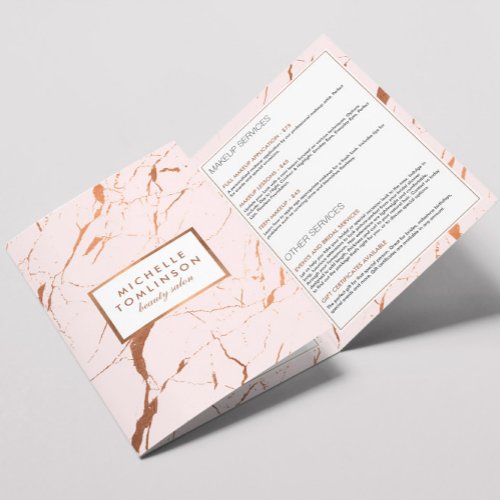 Pink and Rose Gold Marble Salon Brochure