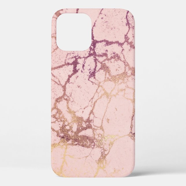 Pink and Rose Gold Marbled iPhone / iPad case (Back)