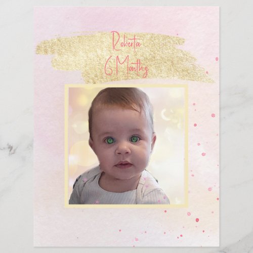 Pink and Rose_Gold New Baby Scrapbook Paper Sheet