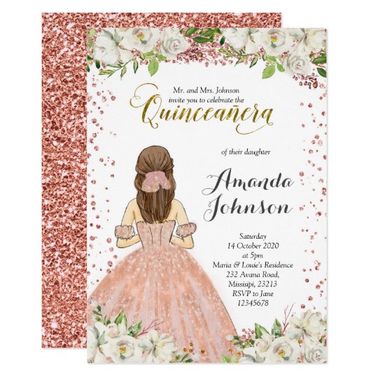 Pink and Rose Gold Quinceañera Invitation | Zazzle.com