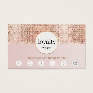 Pink and Rose Gold Sequin Salon 6 Punch Loyalty Business Card