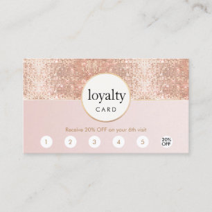 Pink and Rose Gold Sequin Salon 6 Punch Loyalty Card