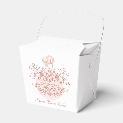Pink And Rose Ornate Bakers Logo  Favor Boxes