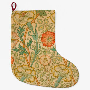 Pink and Rose Pattern (by William Morris) Large Christmas Stocking