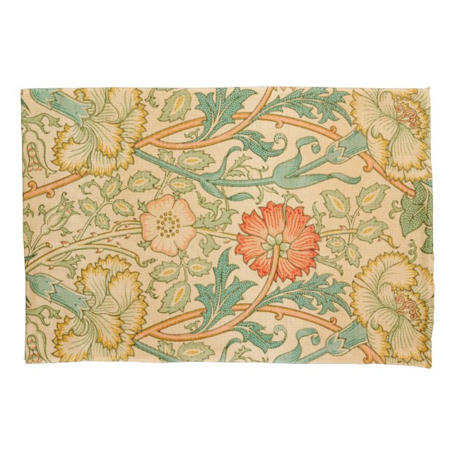 Pink and Rose Pattern (by William Morris) Pillow Case (Front-Left)