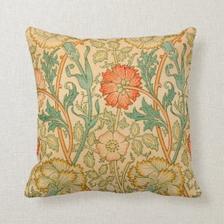 Pink and Rose Pattern (by William Morris) Throw Pillow